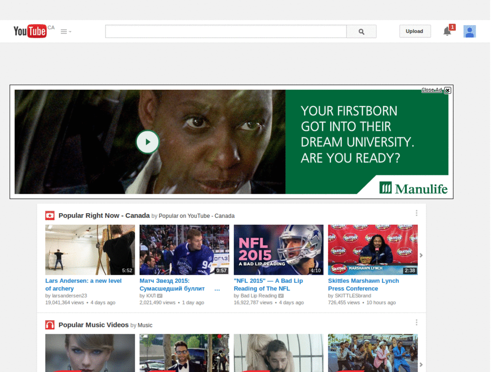 YouTube - top fixed search