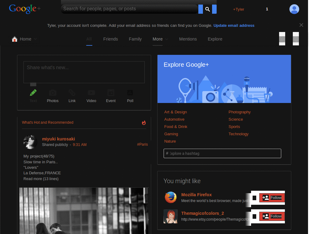 Dark Google Plus - Overlay Patch