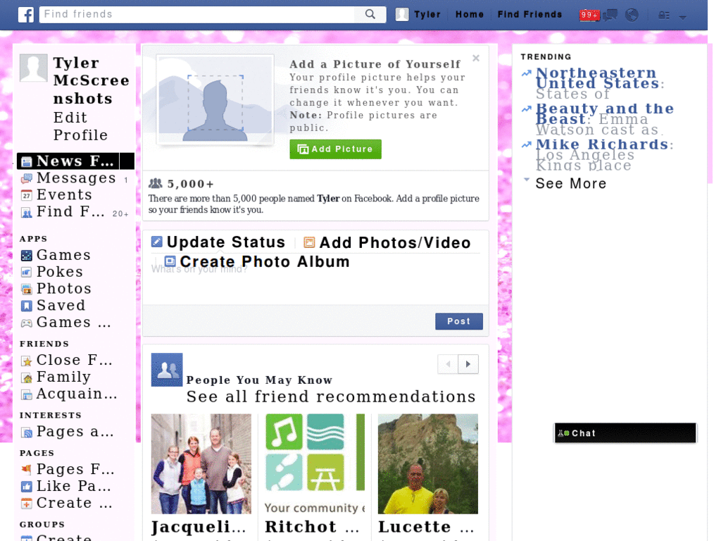 Pink Glitter Facebook Theme