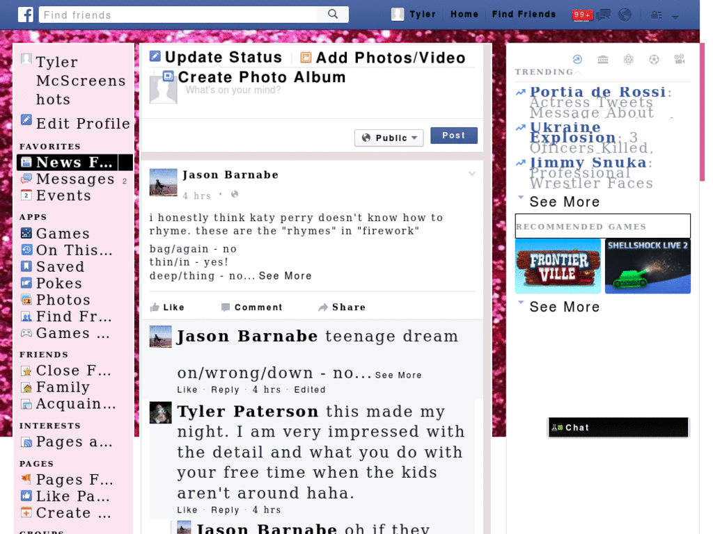 Dark Pink Glitter Facebook Theme