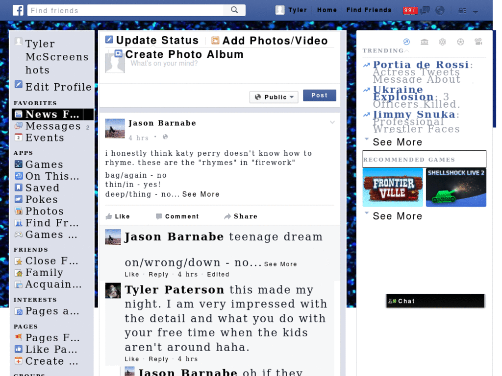 Blue glitter facebook theme