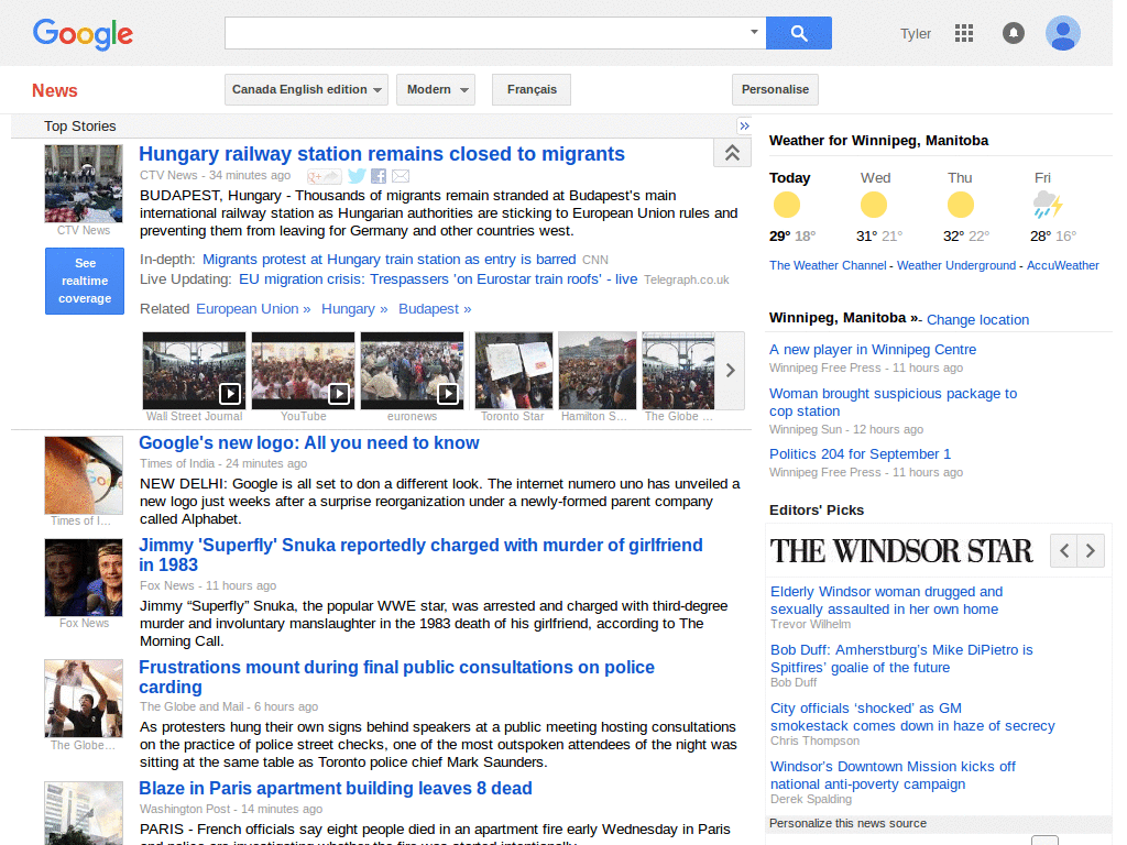 Google News - Hide Left Column