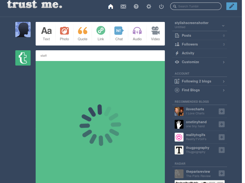 Tumblr 'trust me' logo