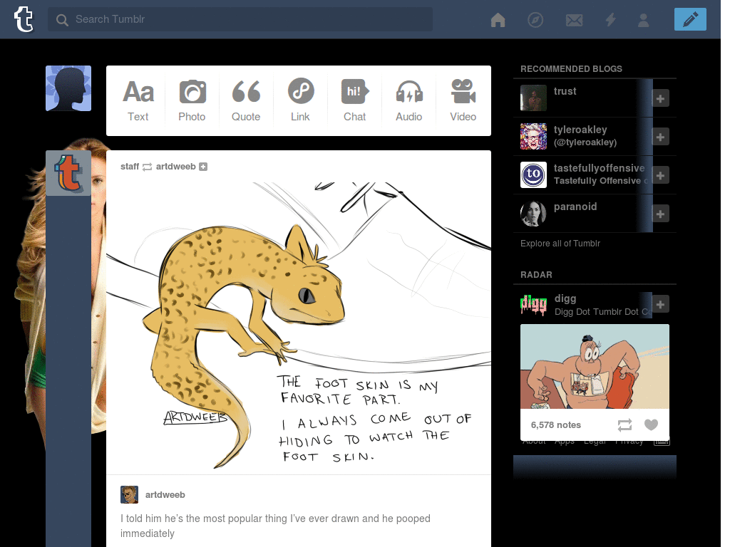 Scarlett Johansson tumblr Dashboard theme