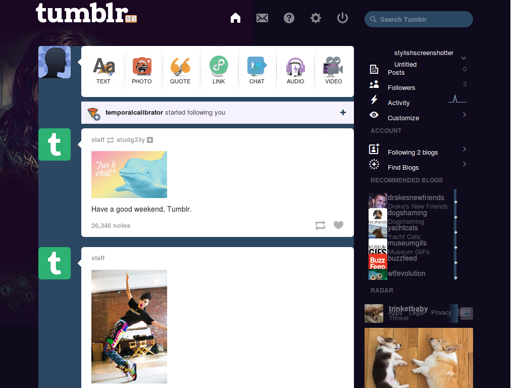 Kili Tumblr Dashboard Theme