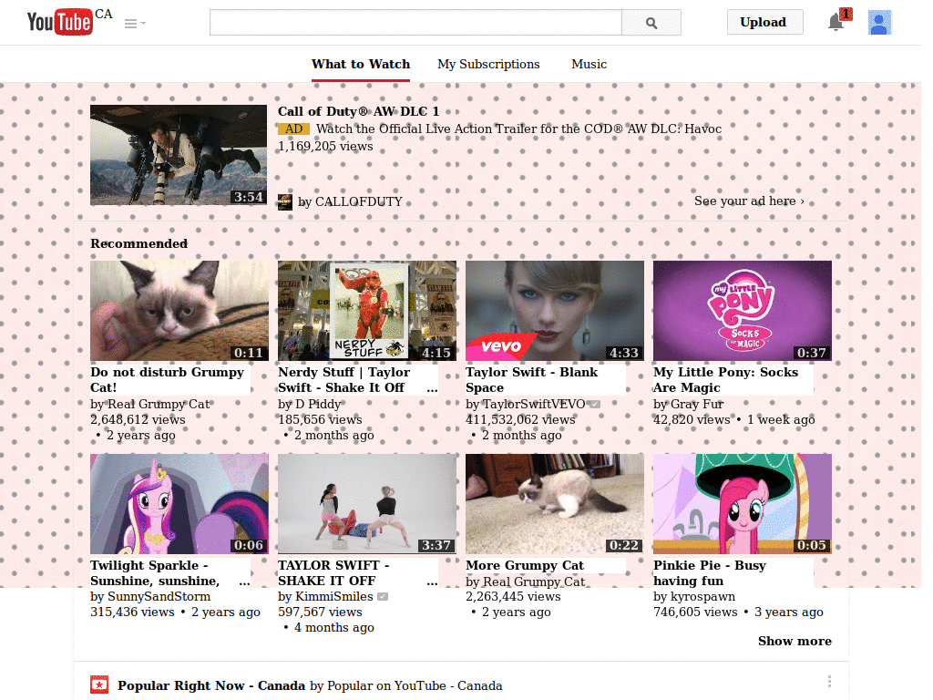 Pink Dots YouTube Theme