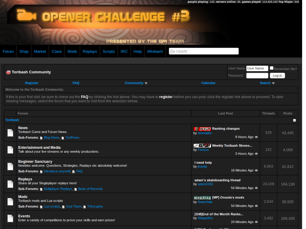 Toribash Forum dark theme