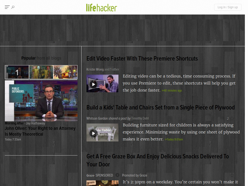 Kotaku | Lifehacker | Gizmodo COM - Dark and Clean