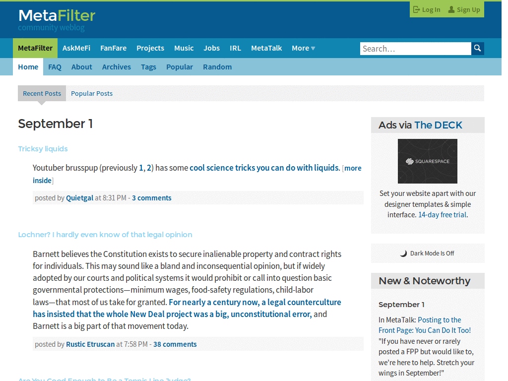 maxwelton's metafilter front page