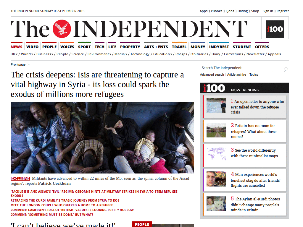 Independent.co.uk centered
