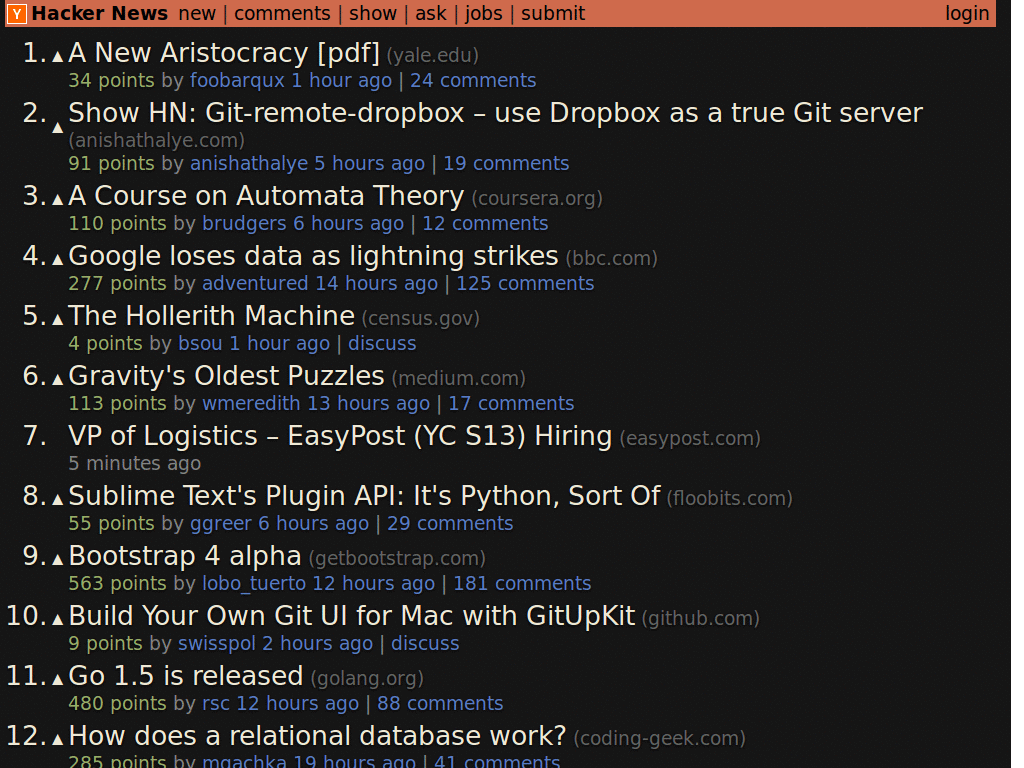 Jellybeans Hacker News (w/ unicode arrows)
