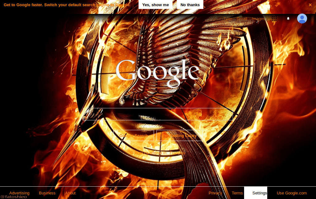 The Hunger Games: Catching Fire Google theme