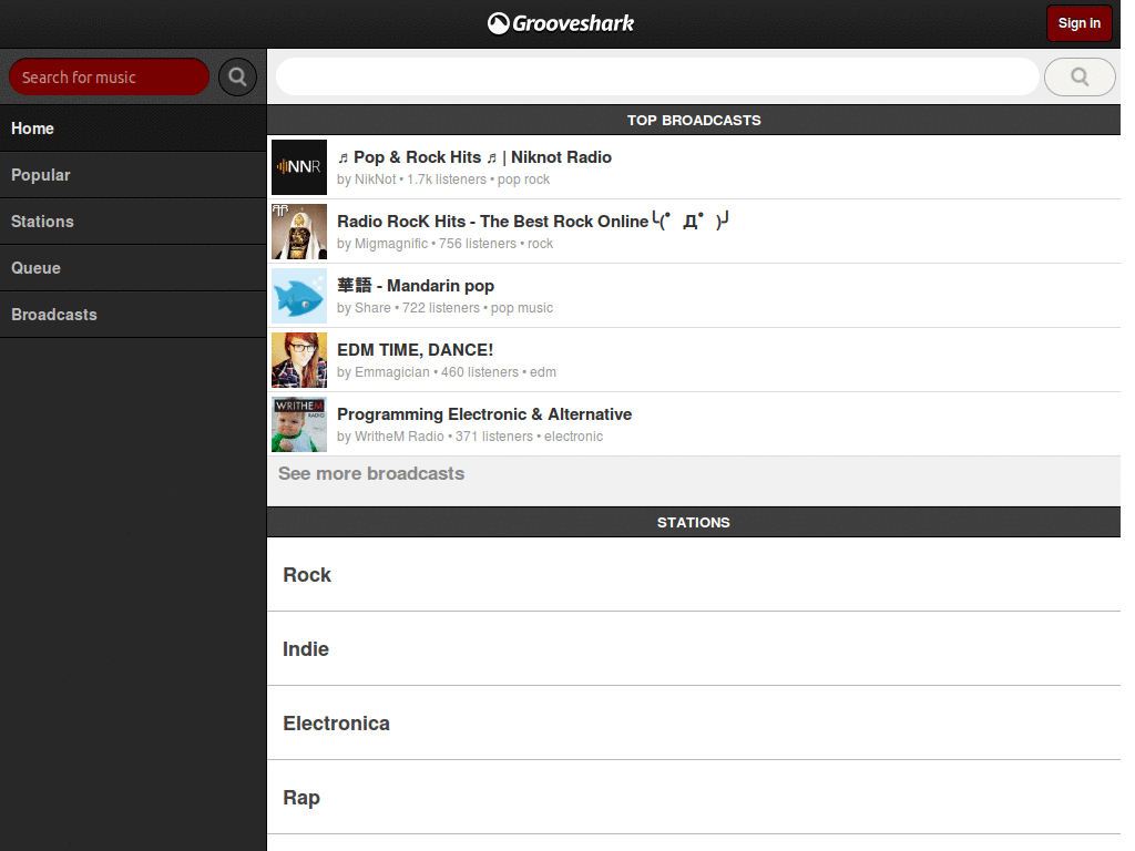Grooveshark HTML5