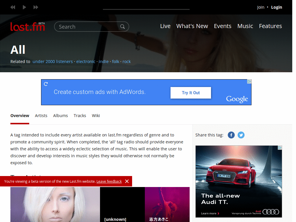 Last.fm - NO comments on Artist/Tag pages