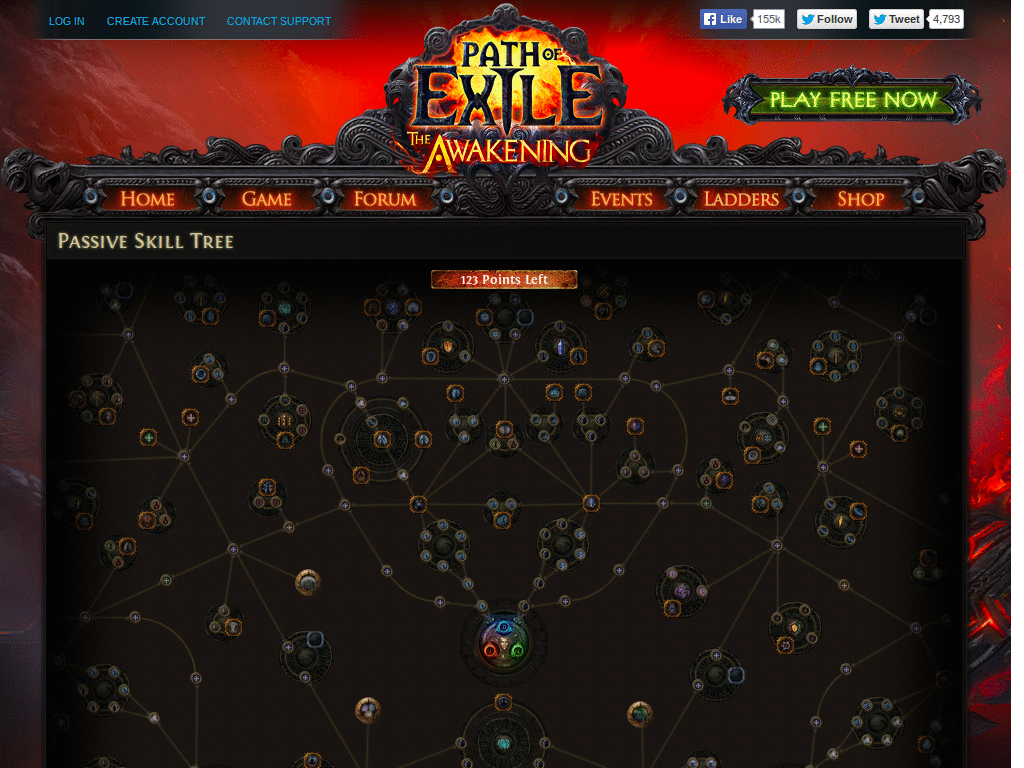 Path Of Exile Online skill tree control minimizer