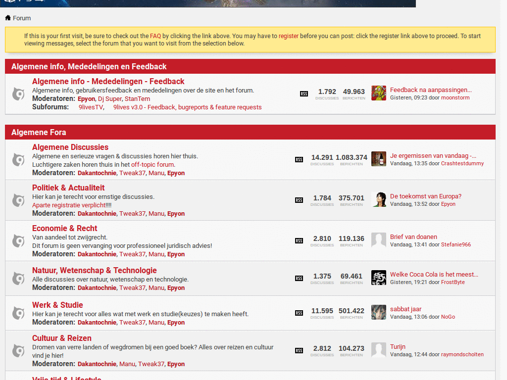 9lives forum zonder frontpage info