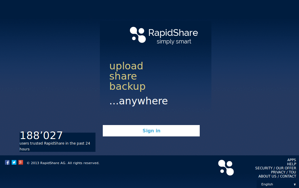 Rapidshare - Dark blue redesign (25/06/2008)