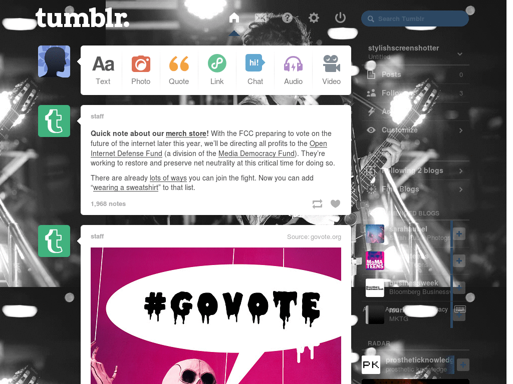 Theme para Dash , tumblr.