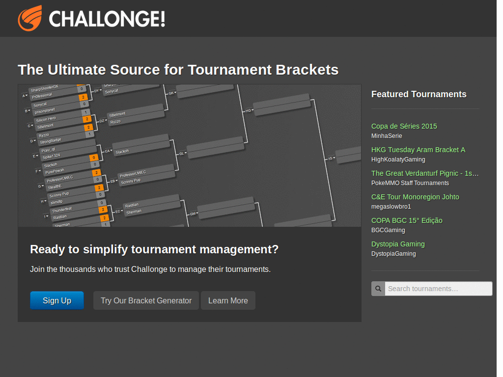Challonge brackets only