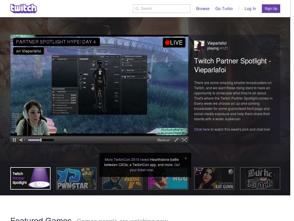 Twitch.tv new layout: no left column