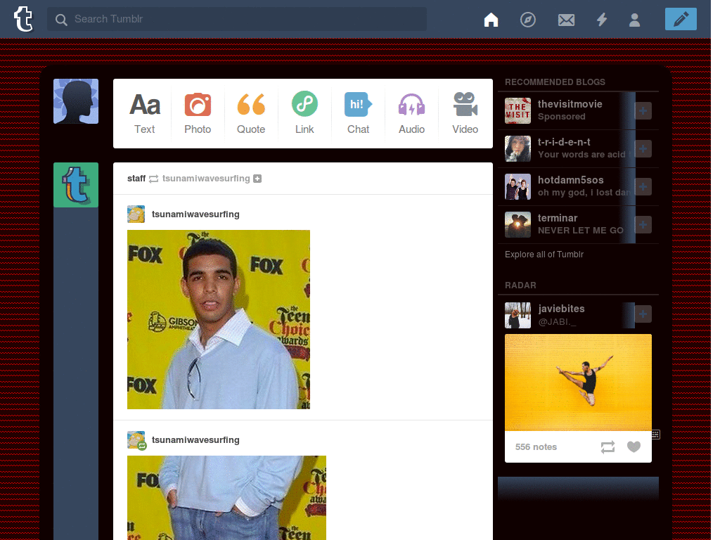 Tumblr Dashboard - Dark Plastic (OFF)