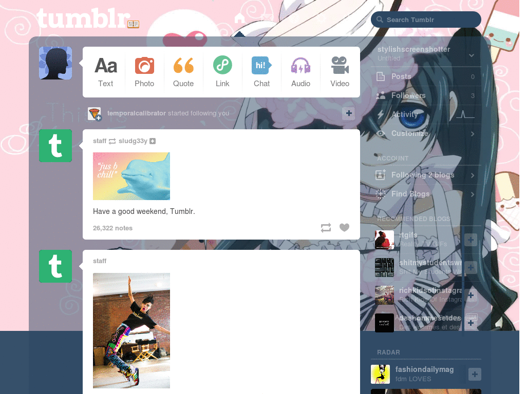 Lolita Anime Maid Tumblr Log-In Layout