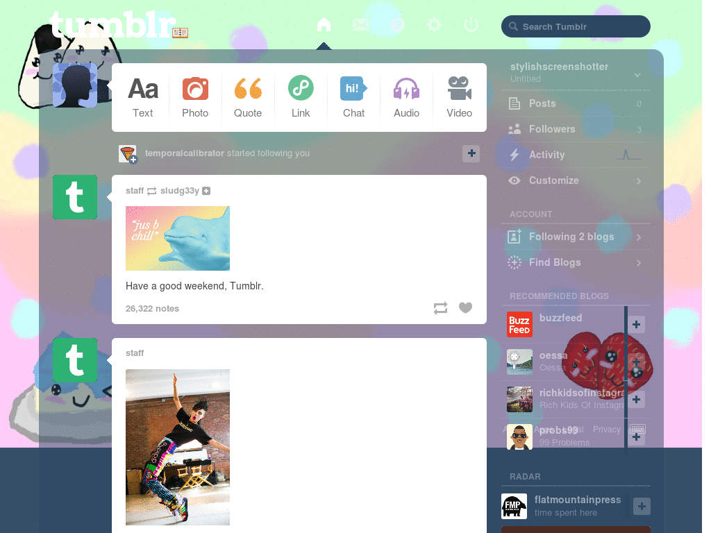 Rainbow Sushi Tumblr Login Layout
