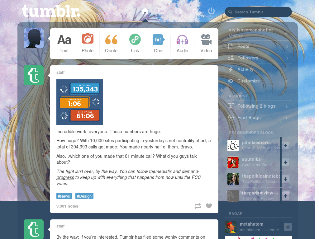 Chobits Tumblr Theme