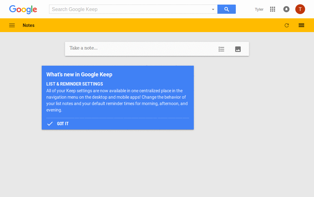 Tahoma Google Keep