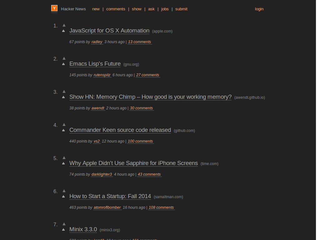 Sans-Serif Dark (Hacker News)