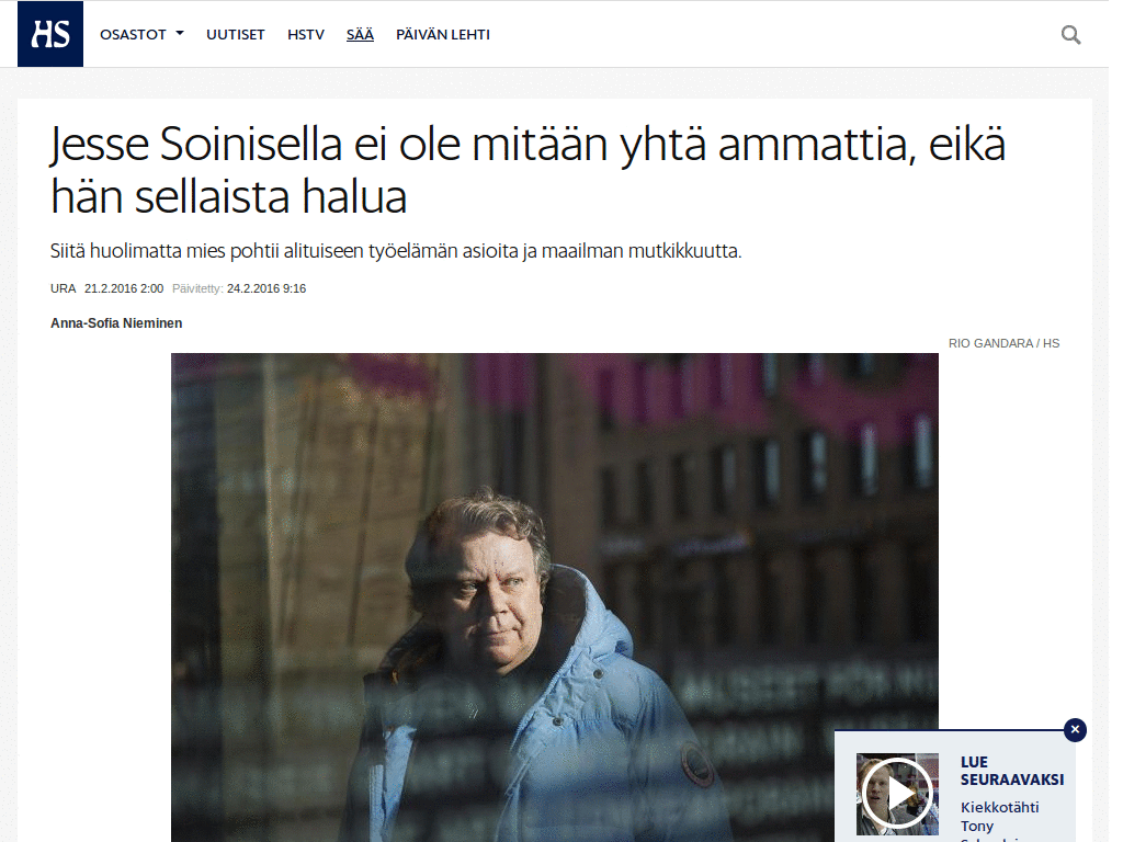 Pelkistetty tekstipohjainen HS.fi