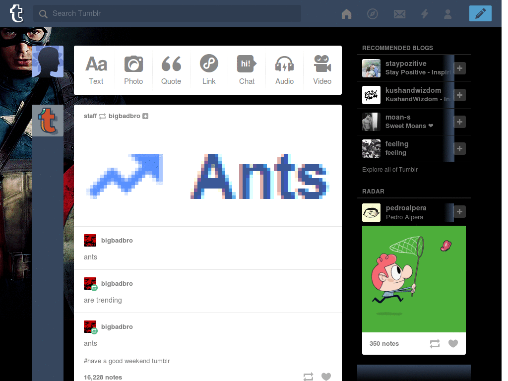 Captain America Tumblr Dash