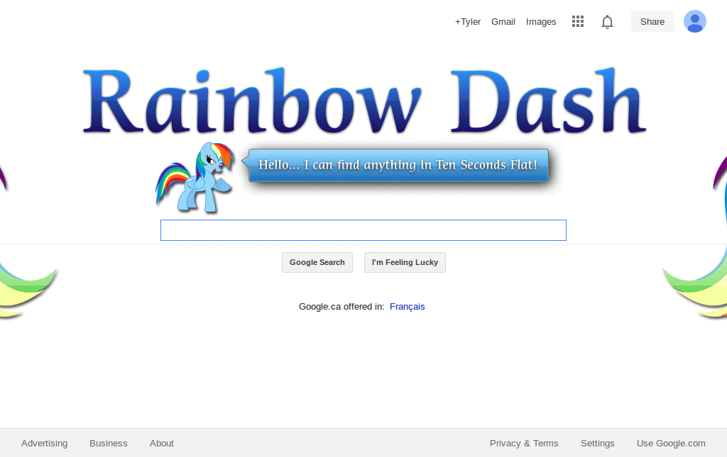 1 - Custom Google Logo (Rainbow Dash on Google)