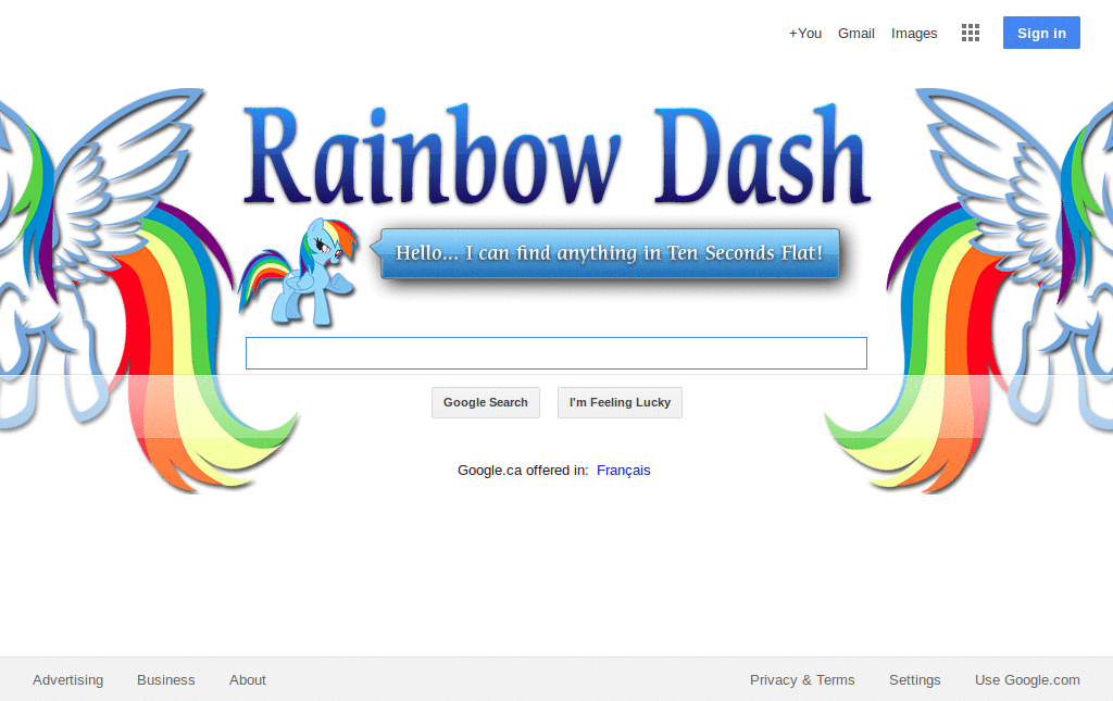 Rainbow Dash Custom Logo Google (1366x768)