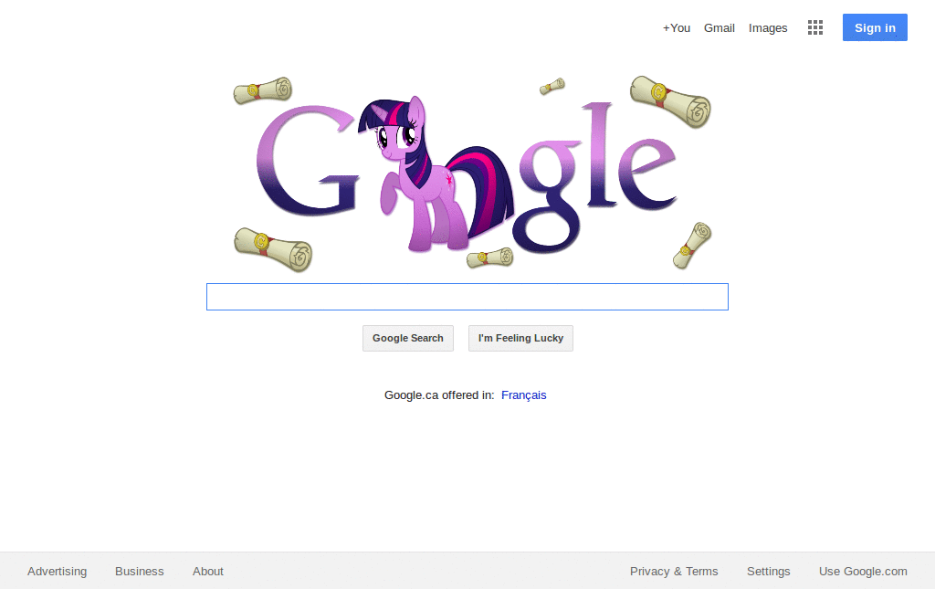 Twilight Sparkle Google logo