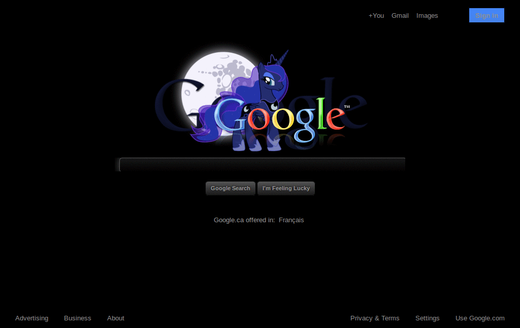 Princess Luna Google Logo - Dark