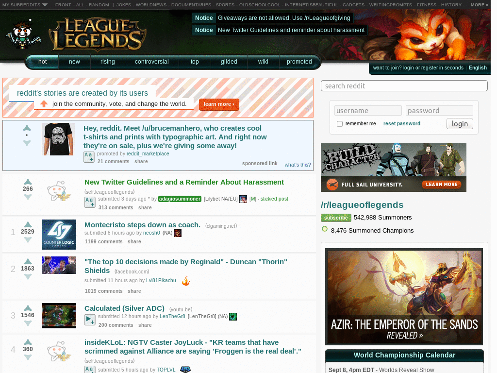 r/LoL Downvote Test Changes