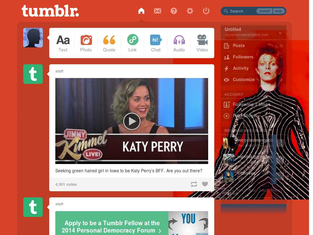 Tumblr Dashboard - David Bowie