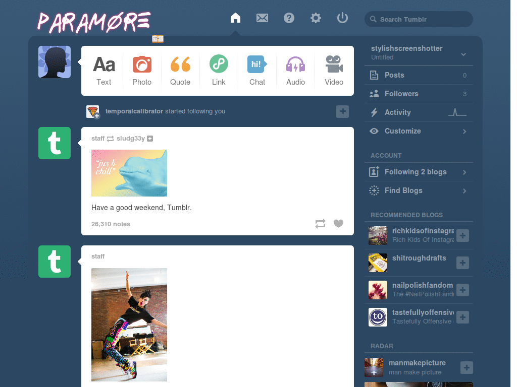 Paramore replacing the Tumblr. symbol 2