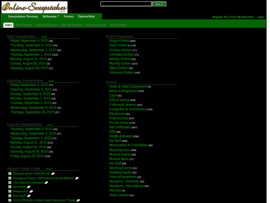 Online-Sweepstakes - Optimized, Green and Black
