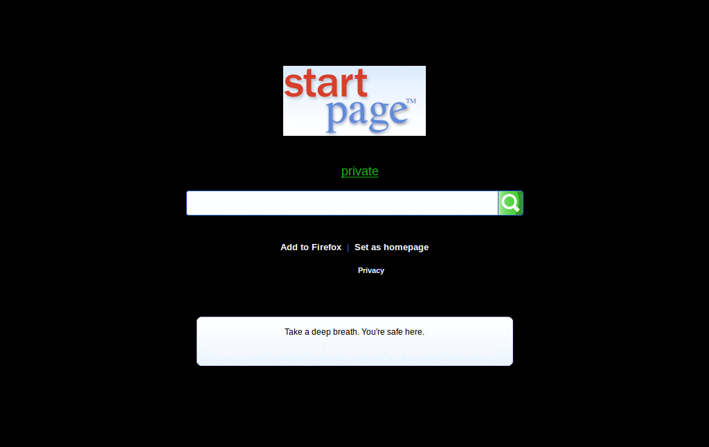 Startpage Mobile in B&W