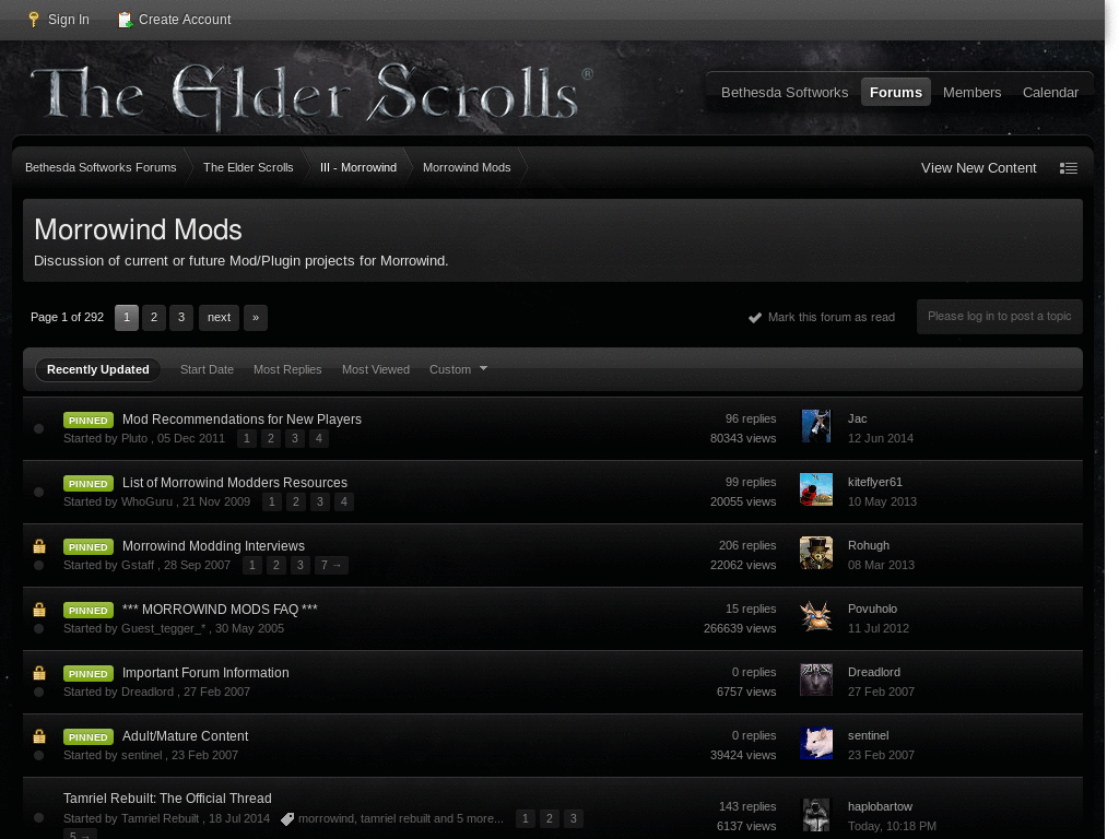 Bethsoft forum background change