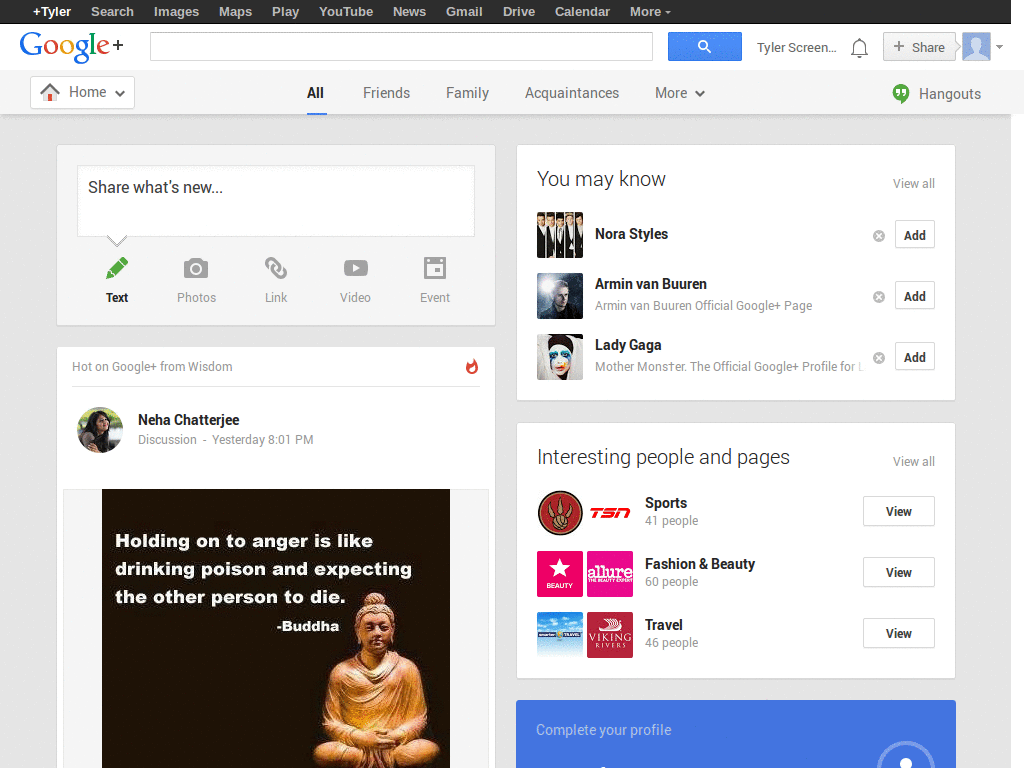 Google+: Full width