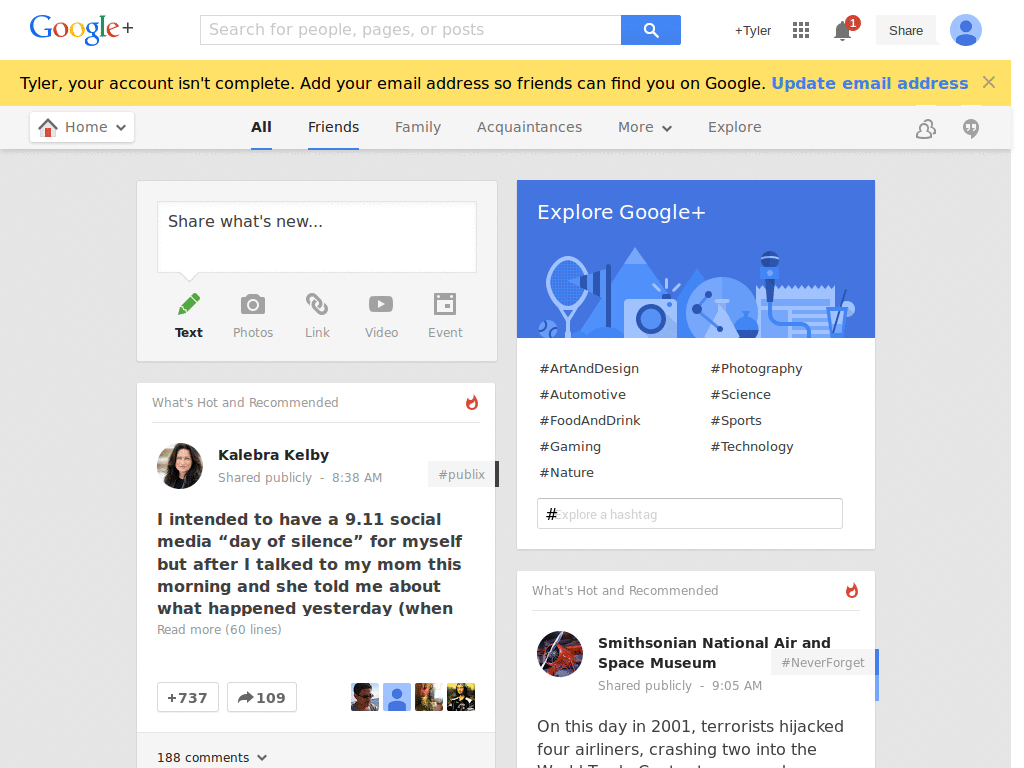 Google+: Reasonable font
