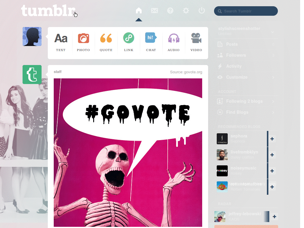 5H dashboard tumblr theme
