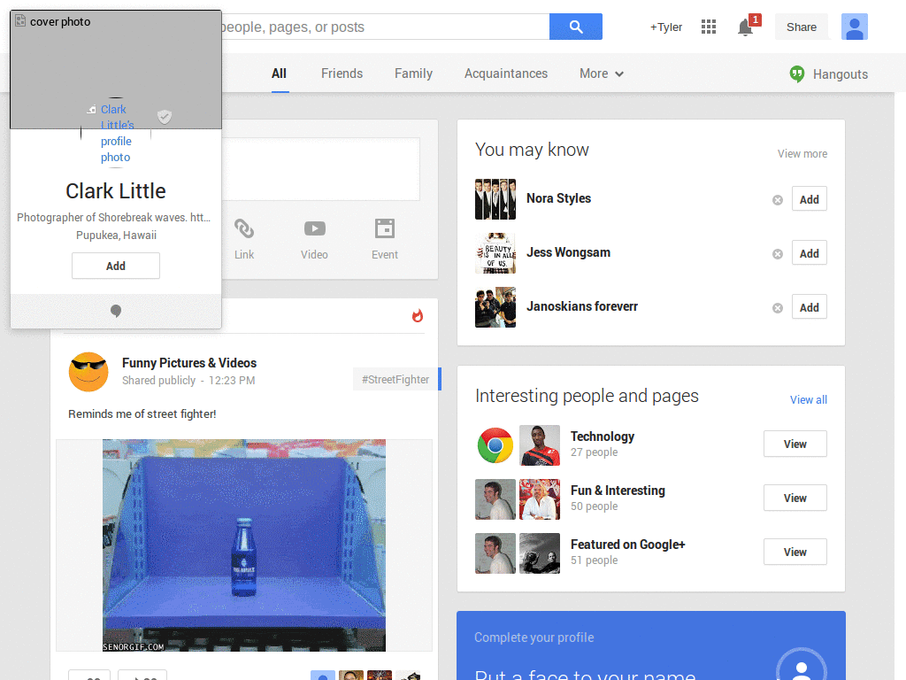 G+ Photo with Comment Hover effect