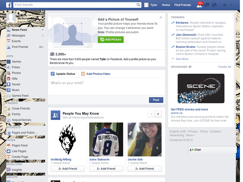 Facebook,  barra blue