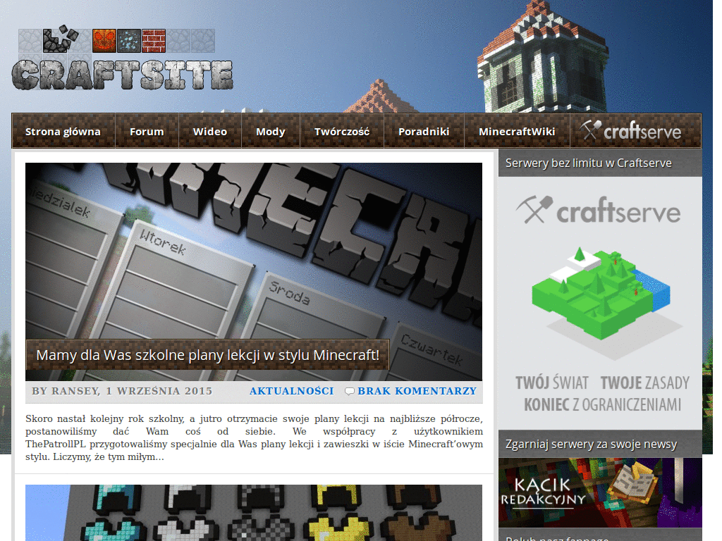 Usunięcie działu Serwery Minecraft