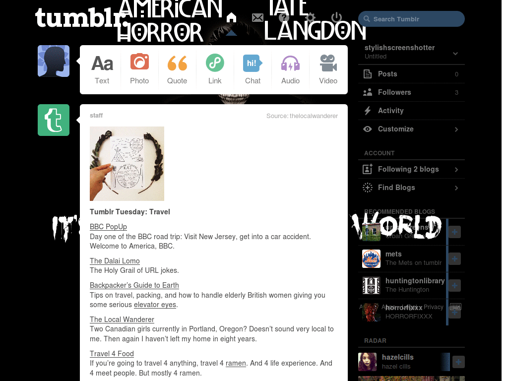 Tate Langdon dashboard