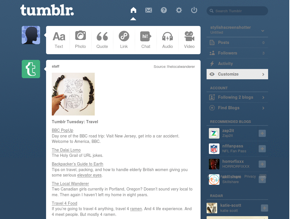 TUMBLR DASHBOARD-- Sion.6